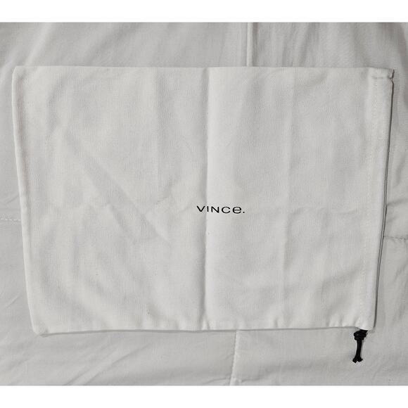 VINCE DRAWSTRING DUST BAG – 14" X 10" – WHITE FABRIC – BLACK LOGO ACCESSORY BAG - Picture 2 of 7